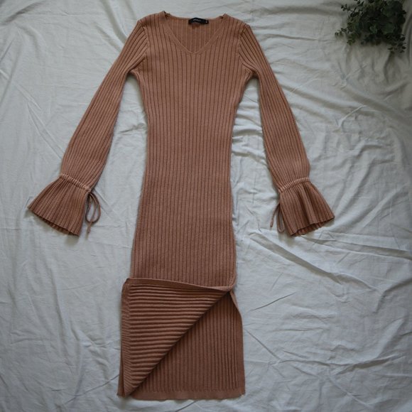 été BELLE Dusty Pink Midi Sweater Dress Medium - Picture 11 of 12